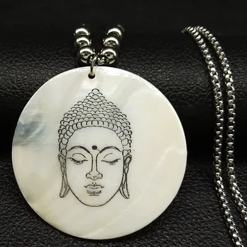 2021 Módní Buddha z Nerezové Oceli Shell Prohlášení Náhrdelník Ženy Velký Kulatý náhrdelník Náhrdelník Šperky bouddha pendentif N18648