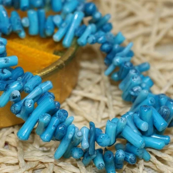 Módní modrý korál, kámen korálky nepravidelné 5-7mm nugget pobočka štěrk čipy korálky pro jewelrymaking volné korálky 15 palcový B587