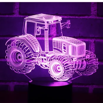 3D LED Noční Světlo Dynamické Traktor Auto s 7 Barev Světla pro Domácí Dekorace Lampa Úžasné Vizualizace Optické Iluze