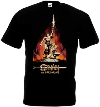 Barbar Conan V2 T-shirt Black Plakát Všech Velikostech S-3XL 2018 Krátký Rukáv Bavlna T Shirt Man Oblečení Světlo