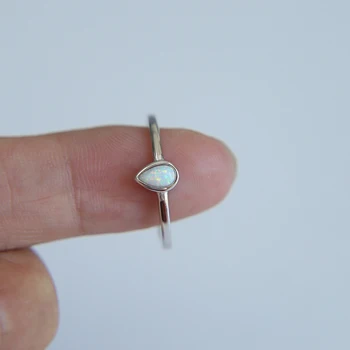 Originální 925 Sterling SILVER Elegantní malý 3*5 mm hruškovitého tvaru opal jeden kámen čistého stříbra dívky ženy elegantní prsten 2019 nejvyšší kvality