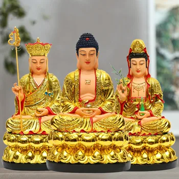 Pryskyřice Materiál Čínští Buddhisté Guanyin Buddha Statue: 12-palcový Domácí Dekorace Chrámů Tibetského Krále Bódhisattvy
