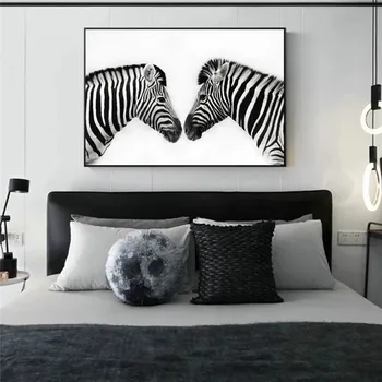 Černé A Bílé Čáry Plátno Umění, Obrazy Na Zeď Abstraktní Zebra Zvířata Zdi Plakáty A Tisky Cuadros Obrázky Domova