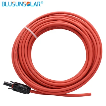 1 pár/lot 5 m 1x4mm2 solární kabel s FV konektoru, červená, žena, černoch , PV solární panel konektor kabelu