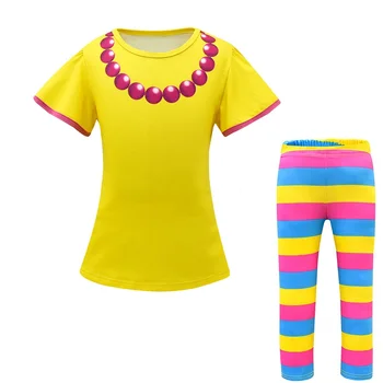 MUABABY Dívky Cartoon T-Shirt a Rainbow Kalhoty 2 Balení pro Děti Houpačka Vzplanul Maškarní Oblečení Set Děti Dívka Nancy Kostým