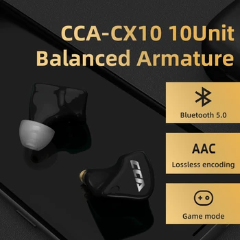 CCA CX10 Bluetooth 5.0 TWS In-Ear Monitor Sluchátka 1BA+4DD Hybridní Jednotka Ovladače hi-fi Wireless Headset Sportovní Stereo Herní Sluchátka CX4