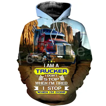 Tessffel jsem Trucker, Řidič Kamionu Pracovník Tepláky, Svetr Novéhomóda Mikina Crewneck 3DPrint Ležérní Mikiny Muži/Ženy A20