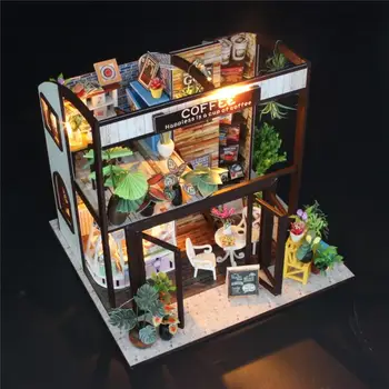 Doll House Miniaturní Diy Domeček pro panenky s Nábytek Dřevěný Dům Čekací Doba Hračky pro Děti, Dárek k Narozeninám M027