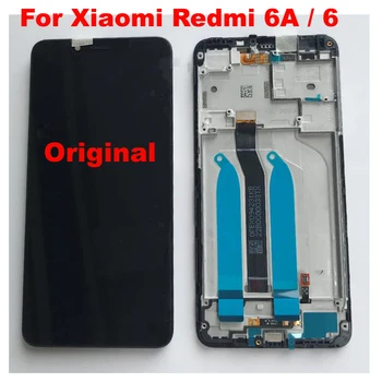 Původní Pracovní LCD Pro Xiaomi Redmi 6 6A Displej Dotykový Displej Digitizer Shromáždění Senzor + Rám Pantalla Skleněný Panel