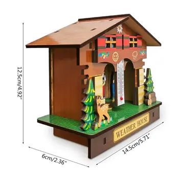 Kreativní Dřevěný Dům Barometr Teploměr Nástěnný Počasí, Vlhkoměr Domova