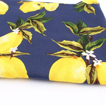 Bavlněné tkaniny Citron Tištěné Popelín pro ženy, děti, oblečení, Tkaniny, Šaty, Šití DIY Řemesla