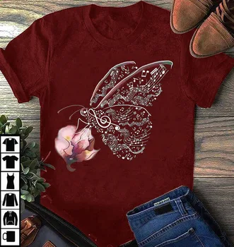 Plus Velikosti S-5XL Motýl a Květina Kolem Krku Dámské s Krátkým rukávem Vícebarevná Casual Letní Nového Ženy T-shirt Hot Prodej