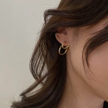 Speciální Design Geometrické Náušnice Ženy Módní Šperky Piercing Zlaté Stříbrné Barvě Stud Náušnice Korejský Dámy Ucho Prsten