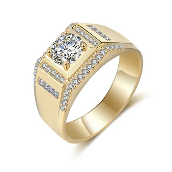 14k Bílé Zlato 1.25 ct Diamantový Prsten Pro Muže Luxusní Žluté Zlato AAA Zirkony Drahokam Svatební Zásnubní Prsten Jemné Šperky Dárky