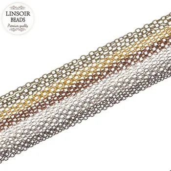 LINSOIR 10m 2*3/3*4/4*6mm Kovové Železo Náhrdelník Hromadné Řetězy Pro Diy Výrobu Šperků Bronzová/Zlatá/Stříbrná Barva Odkaz Rolo Řetězy F711