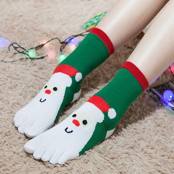 1 Pár Pět Prstů Ponožky Ženy, Dívky Vánoční Punčocha Kreslený Splice Dlouhé Vtipné Roztomilé Ponožky Vysoké Kvality Muži Ženy Punčochy