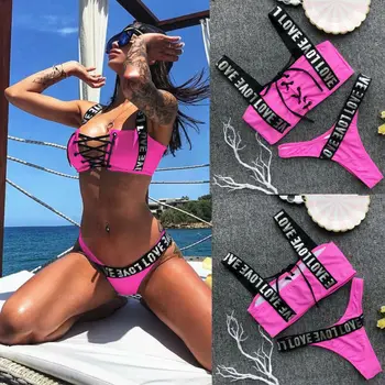 2019 Módní Trend Polstrovaná Podprsenka Bikini Set Plavky Ženy Sexy Letní Sexy Beach Dovolenou Bandáž Push-up Plavky Plavky