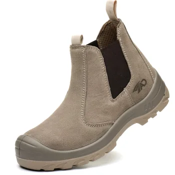Slavné značky ležérní pánské ocelové toe zahrnuje pracovní ochranná obuv pracovník kráva kožené boty venku zabezpečení chelsea botas seguridad