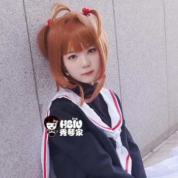 HSIU NOVÉ Vysoce kvalitní Sakura Kinomoto Cosplay paruka Karty Věznitelé Sakura anime kostým hrát paruky Halloween kostýmy vlasy