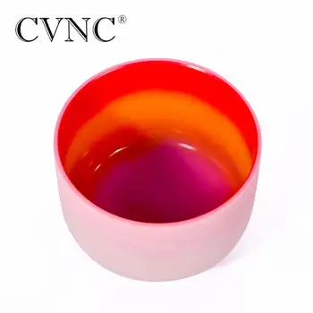 CVNC 8 Inch C Kořen 440Hz 432Hz Červená Rainbow Chakra Křemen Zpívající Mísy