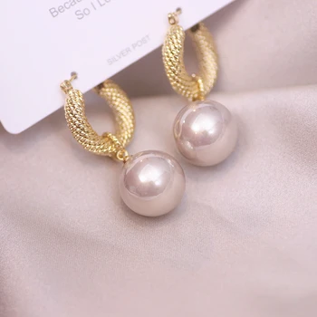 Nové Módní Imitace Pearl Dlouhé Náušnice Pro Ženy Big Pearl Míč Houpat Náušnice Brincos Ženské Svatební Šperky Dárky