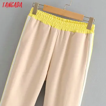 Tangada módní ženy růžové ostříhané kalhoty elastický pas kapsy kalhoty 2019 útulné samice ležérní kalhoty pantalones HY219