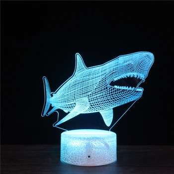 Král Oceánu Akrylové 3D Lampa Žralok 7 Změna Barvy Noční Světlo Dárky LED USB Stolní Lampa Atmosféru Interiéru Suvenýr Dálkové
