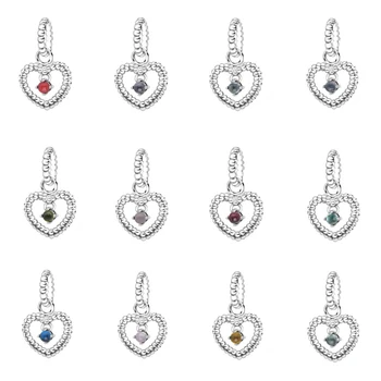 12 Barevné Korálky Srdce Houpat Kouzlo Původní 925 Stříbrné Šperky se Hodí Had Chian Náramky Pro Ženy DIY Korálky Pro Výrobu Šperků