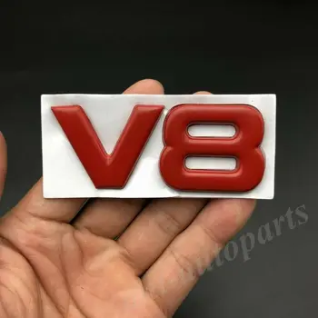 Kovové Červené V8 Vntage Auto Auto Kufr, Blatník Zadní Znak Odznak Obtisky Nálepka V6