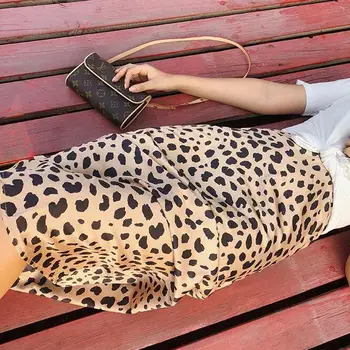 Letní sukně dámské boho styl Vintage leopard midi sukně 2019 modis rave punk streetwear lady vysokým pasem sukně korejské oblečení