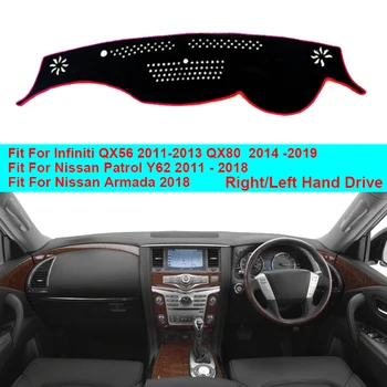 Auto Palubní desky Kryt Koberec Cape Dashmat Pro Nissan Patrol Y62 2011-2018 Armada 2018 Pro Infiniti QX56 2011-2013 QX80 -2019