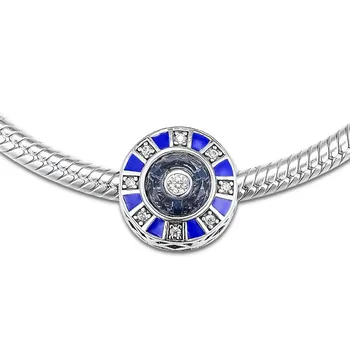 Modré Barevné Mozaiky Kouzlo Real 925 Sterling Silver Šperky DIY Crystal Vánoční Dárek, Narozeniny, Korálky pro Výrobu Šperků