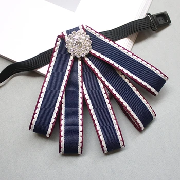 Britské Ženy Tričko Ribbon Bow Tie Kravata Office Lady Práce Svatební Oblek Strany Slitiny Crystal Kravata Drahokamu Motýlek