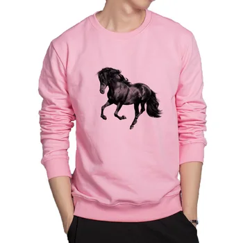 Černý kůň mikiny Lucky Star horse mikina cool zvíře, streetwear, hip hop móda ležérní oblečení bavlny s kapucí muži