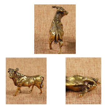 Mosaz Zvířecí Socha, Ornament Čínského Zvěrokruhu Býk Psací Stůl Deco Malý Ornament Dobytek Bronzová Socha Býka Geomantie Dárek