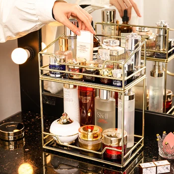 Koupelna Organizátor Police Kosmetiky Úložný Box Stolní Dokončovací Rack Parfém Na Oblečení Desktop Make-Up Skladovací Stojan