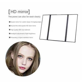 Nový Tri-Fold Skládací Kosmetické zrcadlo S LED osvětlením Přenosné Cestovní Kompaktní Kapesní Zrcátko Stojící Zrcadlo Světlo Make-up Zrcátko