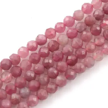 Přírodní Růžový Turmalín korálky Micro Sekci Volné drahokam Korálky Pro Výrobu Šperků Náramek, Náhrdelník 2 3 4 mm Fazetovaný Kámen korálky