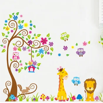 Školky dítě pokoj zdobí zeď roztomilý sova květinové samolepky na zeď domácnosti ozdoba na zeď nalepit na zeď