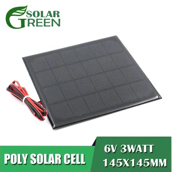 6V 500mA 3Watt prodloužit kabel Malý Solární Panel Polykrystalický Křemík DIY Baterie, Nabíječka Modul Mini Solární hračka drát