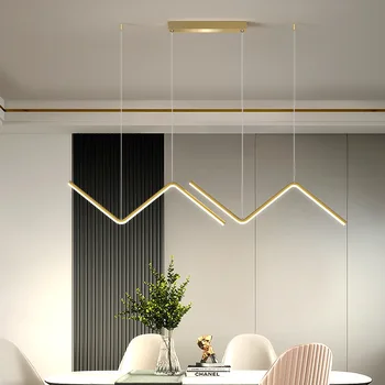 Severní Evropské Minimalistický LED Lustr Cool Geometrické Linie Obývací Pokoj Restauraci Světlo Ložnice Studie barový Pult Art Lampa