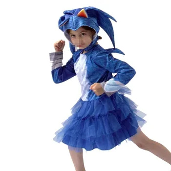 4-13Y Děti Anime Deluxe Sonic The Hedgehog Kostým Chlapec, Dívka, Herní Charakter Cosplay Halloween Kostým pro Děti Ples Show