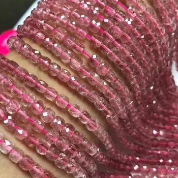 Přírodní jahodový křemen cube korálky pro vyšívání tváří čtverec crystal DIY náhrdelník, náramek, volné perle pro výrobu šperků