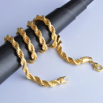 18 K Zlata Plné Zkroucené Řetěz Náhrdelník pro Muže/Ženy Gold lano řetězce Afriky Šperky Arabské Řetězce Etiopii Dlouho, přítel dárek