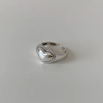 Morivovog 925 Sterling Stříbrné Lesklé Srdce Prsteny pro Ženy Vintage Japonsko Korea Minimalistické Prsteny Módní Šperky Bijoux Bague