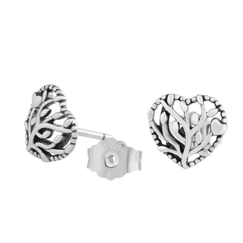Sterling-Stříbra-Šperky Rozkvětu Srdce Stud Náušnice 925 Stříbrné Šperky pro Ženy Doprava Zdarma