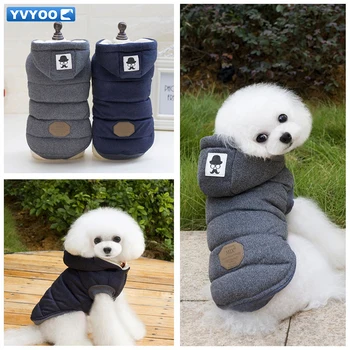 YVYOO Pes péřová bunda/bavlněné oblečení Zimní Teplé Pet Pes Oblečení s Kapucí Silná Bavlna Kočka Štěně Psi Kabát Bundy S-XXL A89