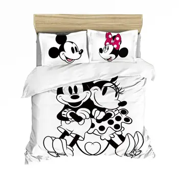 Mickey Mouse Povlečení Sada Vánoční Dárek Měkké Domácí Textil Ložnice Dvoulůžkový Double Queen King size Děti Pár Studentů postel