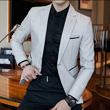 HCXY 2020 jarní Pánské sako Luxusní Rekreační Business Blazer Muži Svatební Party sako Mužské Slim Fit Stylové Kšiltovky Pro Muže