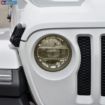 2 Ks Auto Světlometů Ochranný Film Světlometu Restaurování Transparentní TPU Černé Samolepky Pro Jeep Wrangler JL 2019 -Na Příslušenství